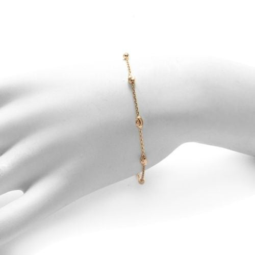 Chic Rose Gold Rolo Moon Bead Bracelet - 2 Lengths | Wholesale Sterling Silver Jewelry | Alternate