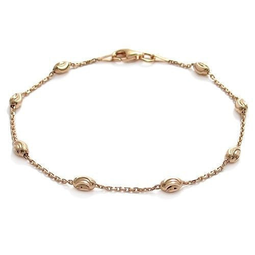 Chic Rose Gold Rolo Moon Bead Bracelet - 2 Lengths | Wholesale Sterling Silver Jewelry | Main