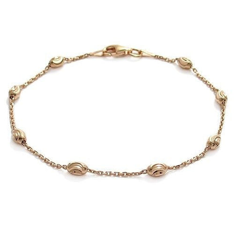 Chic Rose Gold Rolo Moon Bead Bracelet - 2 Lengths | Wholesale Sterling Silver Jewelry | Main