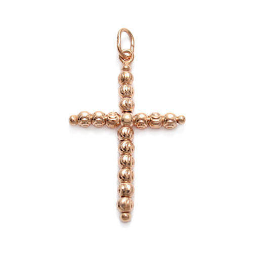 Lovely Rose Gold Dia Cut Multi-Bead Cross Pendant | Wholesale 925 Sterling Silver Pendant - Jewelry | Main