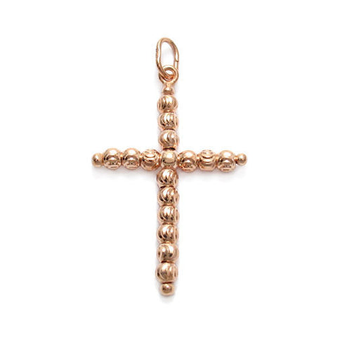 Lovely Rose Gold Dia Cut Multi-Bead Cross Pendant | Wholesale 925 Sterling Silver Pendant - Jewelry | Main