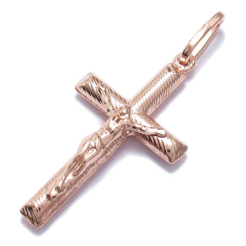 Rose Gold over Faceted Crucifix Cross Pendant | Wholesale 925 Sterling Silver Pendant - Jewelry | Alternate