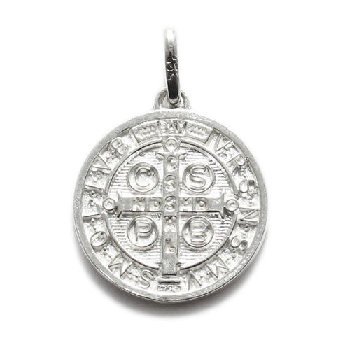 Classy Round 17mm St. Benedict Catholic Medal Charm Pendant | Wholesale 925 Sterling Silver Pendant - Jewelry | Alternate