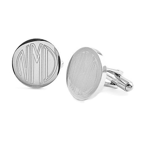 Elegant stainless steel round engravable cuff links | Wholesale 316L Stainless Steel Jewelry