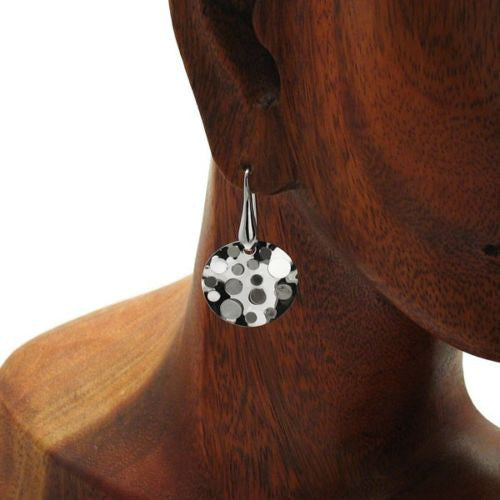 Round Disco Mirrored Hanging Chad Earrings | Wholesale 925 Sterling Silver Jewelry | Alternate Photo