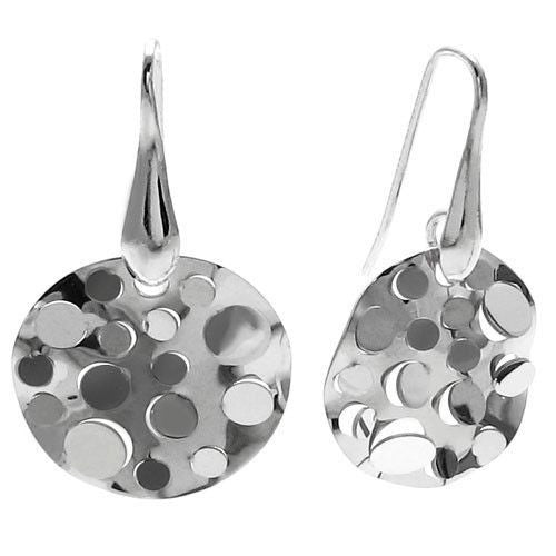 Round Disco Mirrored Hanging Chad Earrings | Wholesale 925 Sterling Silver Jewelry | Main Photo