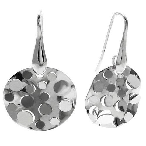 Round Disco Mirrored Hanging Chad Earrings | Wholesale 925 Sterling Silver Jewelry | Main Photo