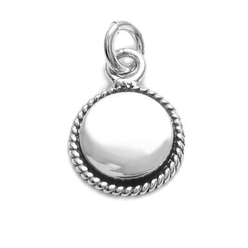 Gorgeous Round Rope Edged Engravable Pendant - 13 Inch | Wholesale 925 Sterling Silver Jewelry | Alternate