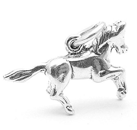 Horse in Half Gait Charm in 3D Sterling Silver.