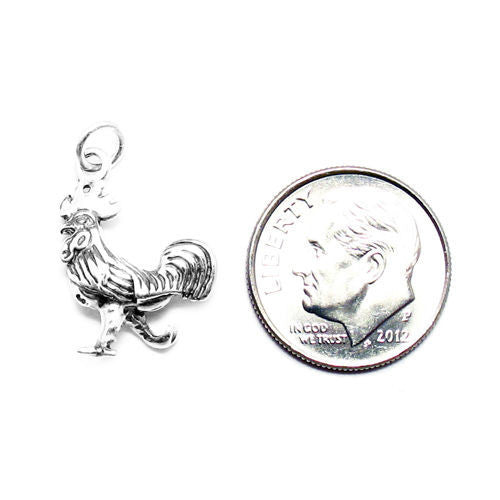 Rooster Charm in Sterling Silver.