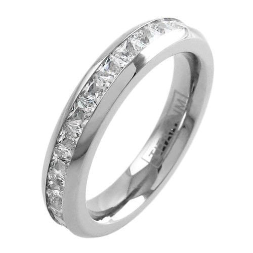 Titanium eternity ring with bright princess cut CZs. Wholesale titanium rings - Jewelry | Main 4.5mm photo