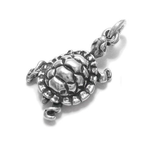 Turtle Charm in 3D. Sterling Silver