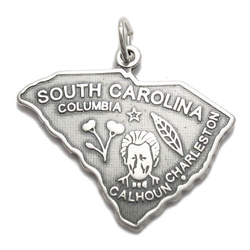 South Carolina State Charm in Sterling Silver