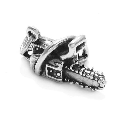 Chainsaw Charm in 3D. Sterling Silver