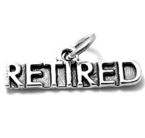 "Retired" Charm in Sterling Silver
