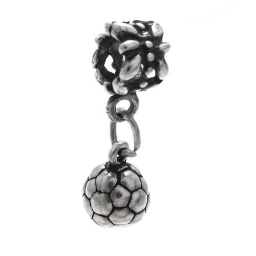Soccer Ball in 3D with Euro Bead. Sterling Silver