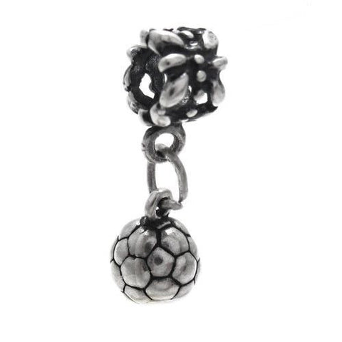 Soccer Ball in 3D with Euro Bead. Sterling Silver