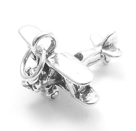 Biplane Charm. Sterling Silver