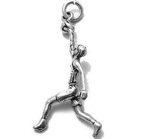 Basketball Player Ready to Dunk Charm in Sterling Silver