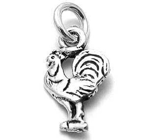 Rooster Charm in Sterling Silver.