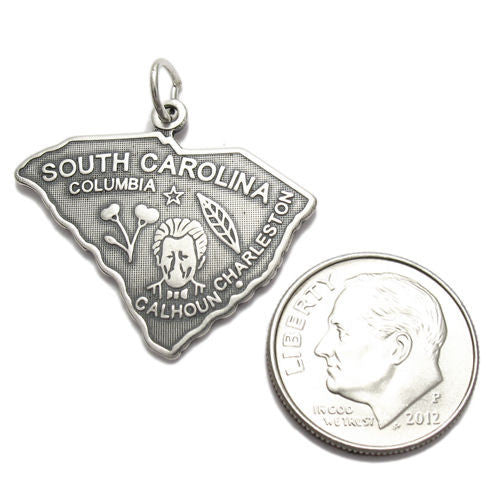 South Carolina State Charm in Sterling Silver