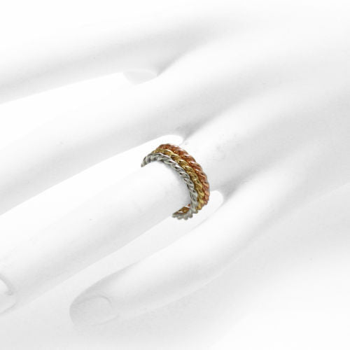 Lovely thin twisted cable ring in sterling silver. Shown in three colors. Wholesale Sterling Silver Rings