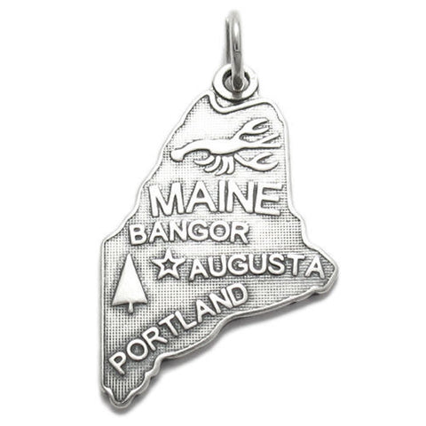 Maine State Charm in Sterling Silver