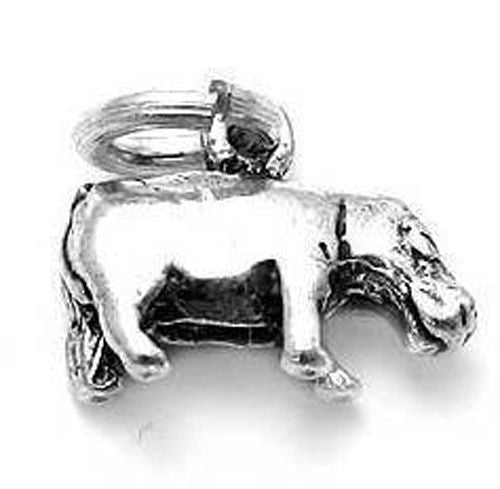 Hippopotamus Charm in 3D Sterling Silver.
