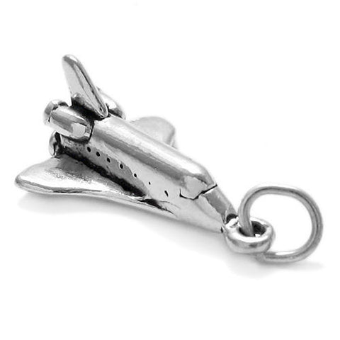 Space Shuttle Charm in 3D Sterling Silver
