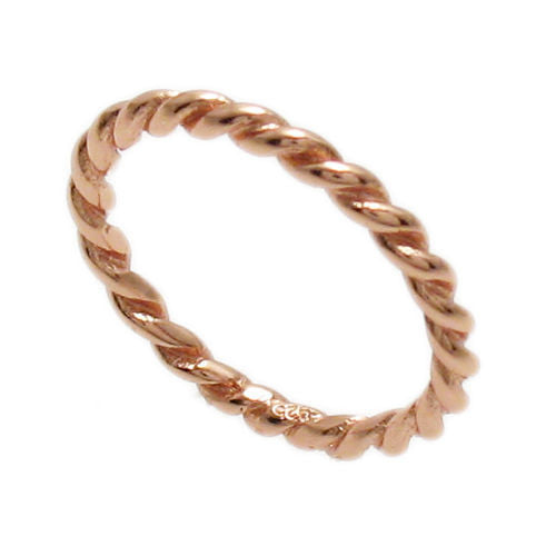 Thin twisted cable ring in 14K gold plated sterling silver. Wholesale Sterling Silver Rings.