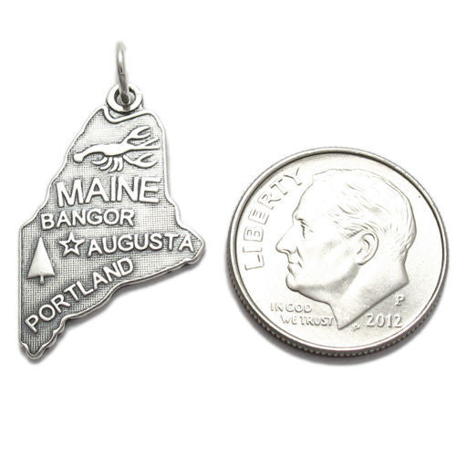 Maine State Charm in Sterling Silver