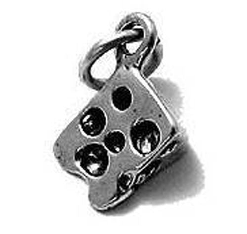 Swiss Cheese Wedge Charm in 3D. Sterling Silver