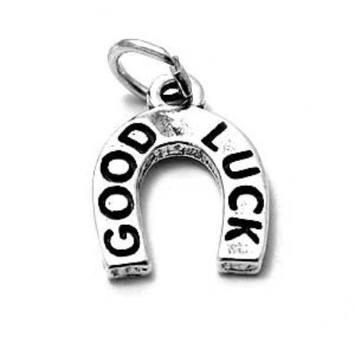 "Good Luck" Horseshoe Charm in Sterling Silver