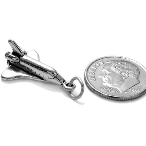 Space Shuttle Charm in 3D Sterling Silver