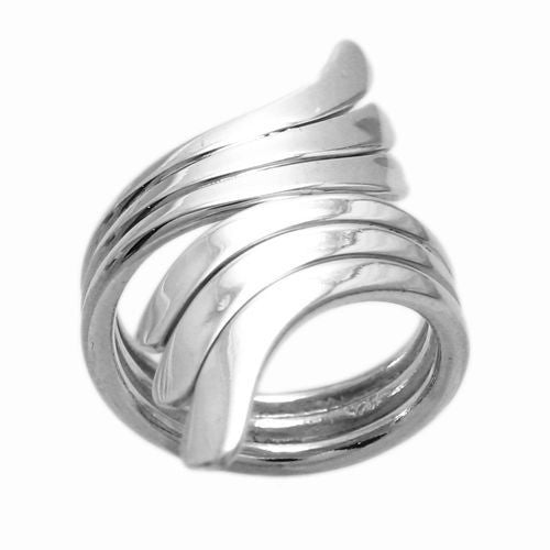 Graceful and imaginative interpretation of angel wings. Wholesale Sterling Silver Rings. Frontal view.