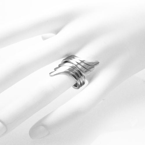 Graceful and imaginative interpretation of angel wings. Wholesale Sterling Silver Rings. On hand.