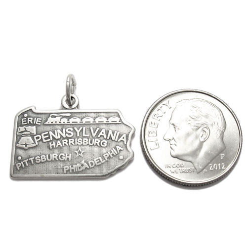 Pennsylvania State Charm in Sterling Silver