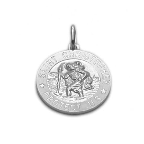 St. Christopher with Jesus Medal (20mm). Sterling Silver