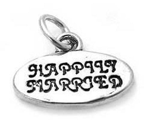 "Happily Married" Charm. Sterling Silver