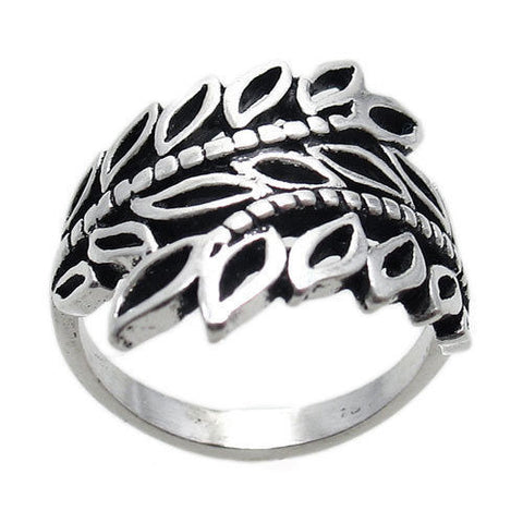 Elegant ring of sculpted laurel leaves. Wholesale Sterling Silver Rings. Main photo.