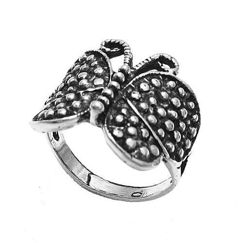Beautiful Butterfly Ring with Studded Wings. Wholesale sterling silver rings. Main photo.