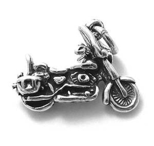 American Motorcycle Charm in 3D. Sterling Silver