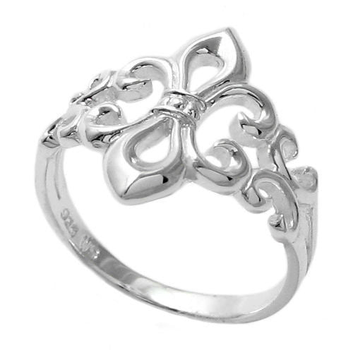Stylish Modern Fleur-De-Lis Ring in Sterling Silver