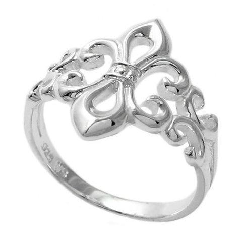Stylish Modern Fleur-De-Lis Ring in Sterling Silver