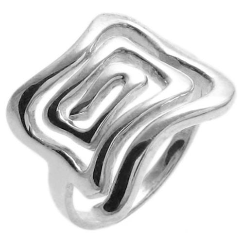 Psychedelic Square Spiral Maze Ring. Wholesale sterling silver rings. Alternate photo.