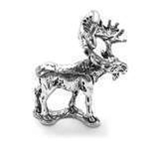 Moose Charm in 3D Sterling Silver.