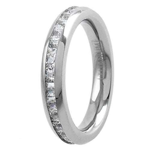 Princess Cut 4.80 Carat CZ Eternity Ring in Titanium. 4.5mm width.