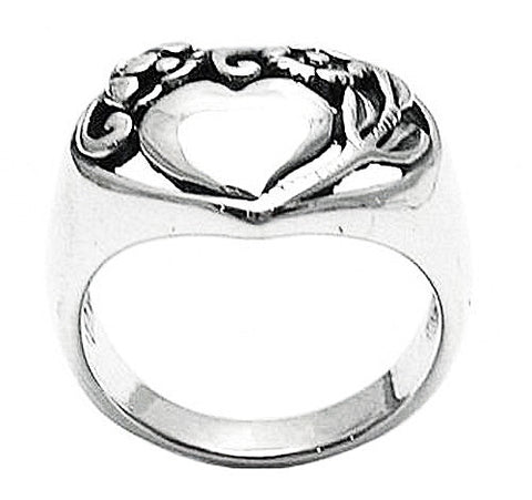 Charming Heart with Flowers Ring. Wholesale Sterling Silver Rings. Main photo.
