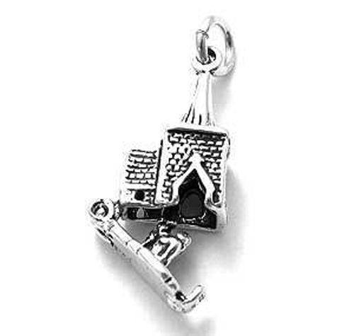 Church with Couple Getting Married Inside. Charm in Sterling Silver
