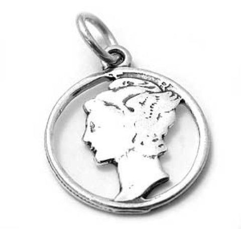 Greek God Hermes Charm. Sterling Silver